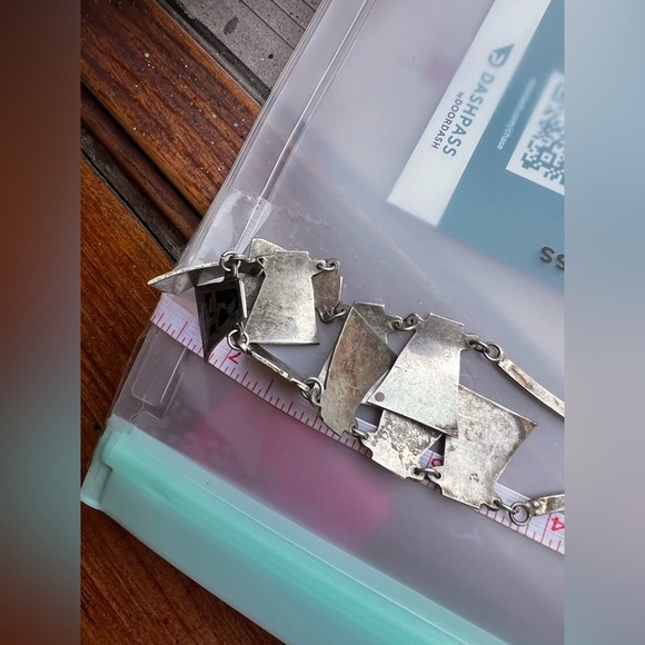 Mexico Alpaca Greek Key Design Black Enamel Necklace Vintage-earring Set - Picture 2 of 6